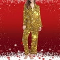 thumbnail image 2 of QSAWXQZ Women's 2 Piece Pajama Set Glitter Print Button Down Long Sleeve Lapel Elastic Waist Pants Sleepwear Set Sparkly Loungewear PJs with Pockets L, 2 of 7