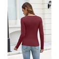 thumbnail image 5 of Zeagoo Women's Sping Fall Basic T-Shirt Long Sleeves Henley Ribbed Knit Shirt Slim Fitted Casual Tops, 5 of 8