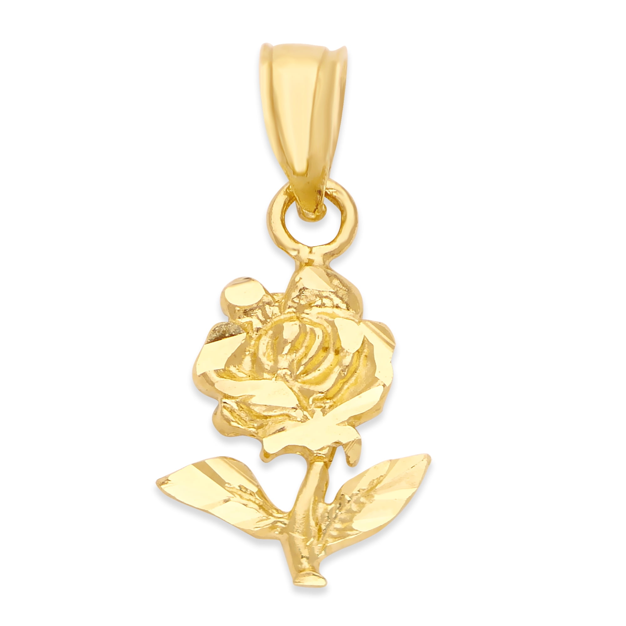 2" Fleur De Lis Paris Flower Diamond Cut Pendant Real SOLID 10K Yellow Gold 