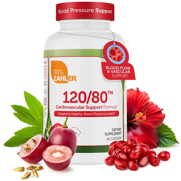 Zahler 120/80 Blood Pressure Supplements for Men & Women, Blood Pressure Support Formula with Magnesium, Vitamin B6 & Herbal Blend, 60 Capsules
