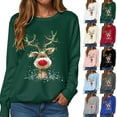 thumbnail image 4 of TTUHYWXI Christmas Sweatshirt Women Xmas Deer Graphic Fall Wimter Clothes Crewneck Pullover Long Raglan Sleeve Top (Green, M), 4 of 9