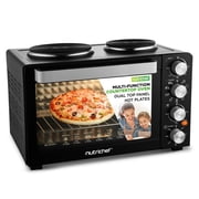 NutriChef 2-in-1 Convection Oven & Cooker, 30 Quart 1500W Multi-Function Oven with Dual Hot Plates, 7 Cooking Modes, Rotisserie, Broil & Bake, 19.6"x16"x13.5"