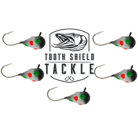 Tooth Shield Tackle UV Glow Tungsten Ice Fishing Jigs 5-Pack Crappie Perch Bluegill Panfish Jig 5mm (Burnt Wonderbread)