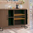 thumbnail image 3 of Sideboard Buffet Cabinet with Storage, 54.3" Fluted Tambour, Adjustable Shelves, Mid Century Modern Console for Living Room Kitchen Walnut, 3 of 16