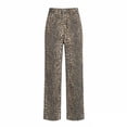 thumbnail image 2 of uvwlwu Women Leopard Print Denim Pants High Waist Straight Leg Casual Fashion Trousers with Classic Pockets for Daily Outfits,L, 2 of 3
