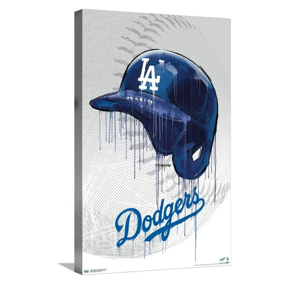MLB Los Angeles Dodgers - Drip Helmet 20 Canvas Wall Poster, 14.725" x 22.375"