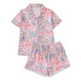 thumbnail image 2 of WIBACKER S-2XL Womens Pajamas Set Short Sleeve Button Down 2 Piece Plants Flowers Loungewear Sets Tops and Shorts Sleepwear, 2 of 12