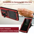 thumbnail image 4 of Compatible Rugged Samsung Galaxy S23 Ultra Metal Silicone Case with Screen Protector & Stand,360°Military Shockproof Dustproof Cover Case for Samsung S23 Ultra Phone Case with Kickstand Men Red, 4 of 14