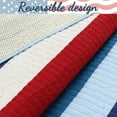 thumbnail image 3 of Cozy Line Home Fashions Ressler Stripe Reversible Cotton Quilt Set - Blue/Ivory/Red Queen 3 Piece, 3 of 5