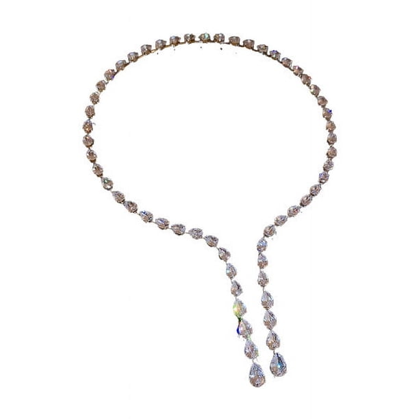 Gargantilla con diamantes de imitación, collar con diamantes de imitación y lágrima, collar largo brillante, joyería para mujeres y niñas