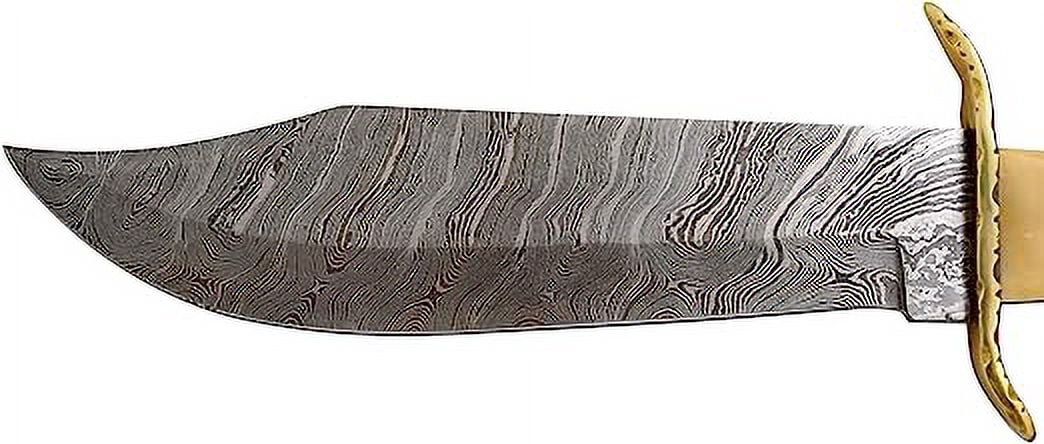 Wild Turkey Handmade 15" Damascus Steel Bone Handle Bowie Knife