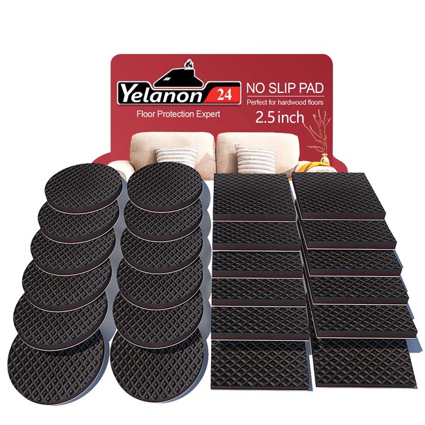 Yelanon Almohadillas Antideslizantes Para Muebles, 24 Piezas De 2,5 Pulgadas, Pinzas Para Muebles, Antideslizantes Para Patas De Muebles, Patas De Goma Autoadhesivas Para Muebles, Muebles Antideslizan