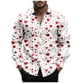 thumbnail image 2 of NTACZA Shirts Mens Heart Print Valentines Day White Button Down Shirt Relaxed Fit Collared Long Sleeve Mens Graphic Tees L, 2 of 5