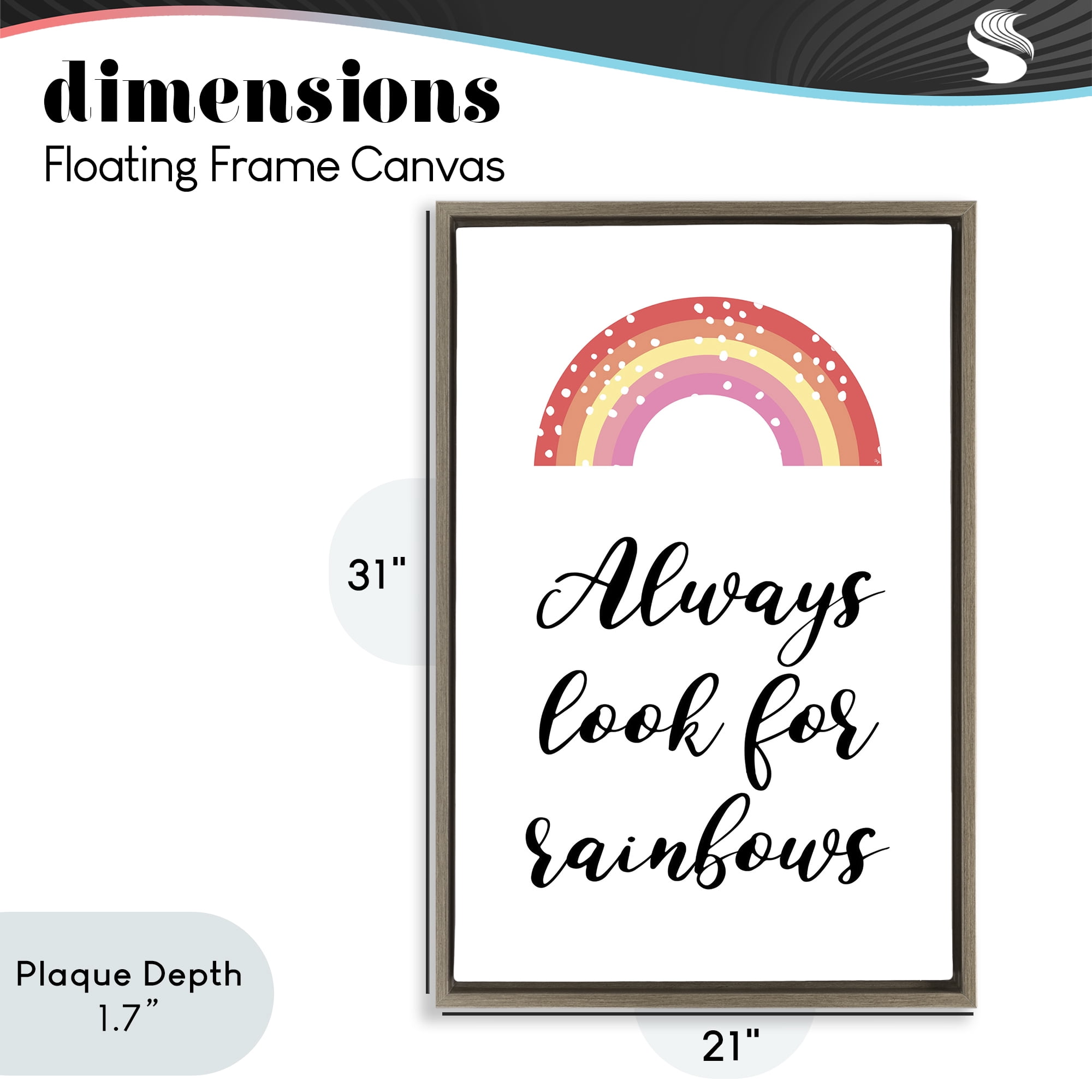 Stupell Industries Always Look For Rainbows Brown Framed Floater Canvas Wall Art, design by Martina Pavlova