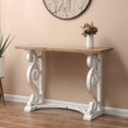 thumbnail image 3 of HomeStock Coastal Craftsman Vintage White And Natural Wood Console And Entry Table, 3 of 9