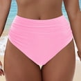 thumbnail image 2 of HCNTES High Waisted Bathing Suit Bottoms Women High Waisted Bikini Bottoms Tummy Control Swimsuit Bottoms Ruched Full Coverage Swim Bottom High Rise(Pink,M), 2 of 9