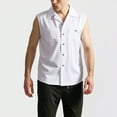 thumbnail image 2 of USNSM Men's Casual Fashion Shirt With Pockets Sleeveless Lapel Shirt Summer Solid Color Button Down Shirt Tank Top White XXL, 2 of 9