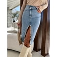 thumbnail image 1 of Falda vaquera dividida a la moda para mujer, faldas vaqueras ajustadas elegantes de cintura alta, novedad de primavera y verano 2023, 1 of 5