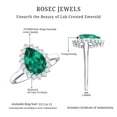 thumbnail image 6 of Rosec Jewel Lab Grown Emerald Teardrop Engagement Ring for Women (AAAA Grade - 2 Carat) - Statement Emerald Diamond Halo Ring, 18K White Gold, US 11.00, 6 of 7