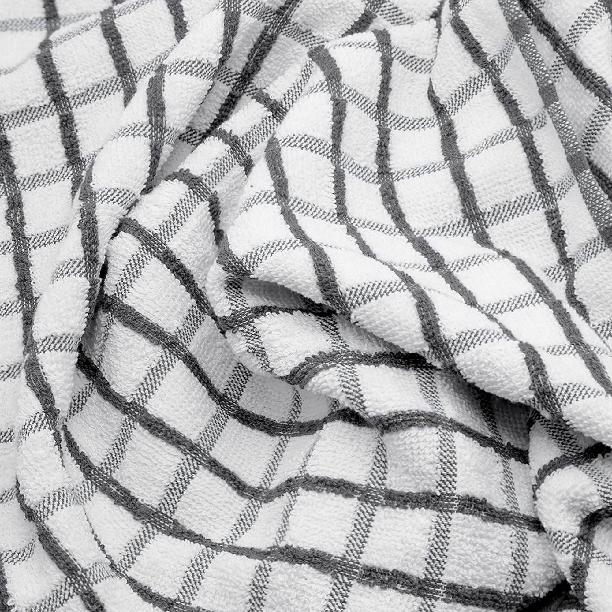 [8 Pack] Premium Dish Towels for Kitchen, with Hanging Loop - Heavy Duty Absorbent 100% Cotton 410 GSM Terry Kitchen Towels, 16x26 (Gray)