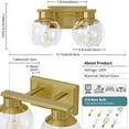 thumbnail image 5 of Bathroom Vanity Light Fixtures 2-Lights Gold Bathroom Light Over Mirror with Clear Glass Shade Vanity Lights for Bathroom, 5 of 6