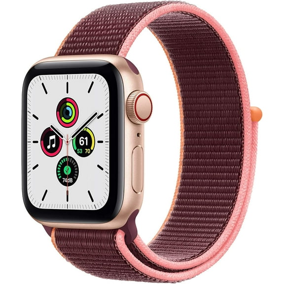 Pre-Owned Restored Apple Watch SE GPS + Cellular, 44mm Gold Aluminum Case with Pink Sand Sport Band - Regular