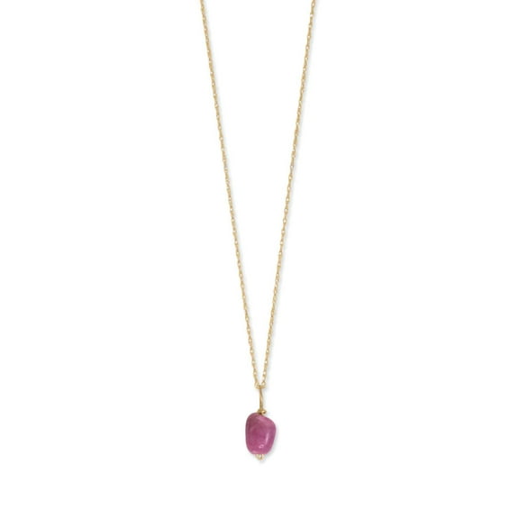 14k Yellow Gold Birthstone Necklace with Ruby - July
