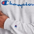 thumbnail image 3 of Champion Crewneck, Powerblend Fleece, Hoodie Sweatshirt for Men, Logo Reg Tall, Oxford Gray Script, 3X-Large Big, 3 of 7