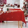 thumbnail image 2 of Table Cloth Christmas, Rectangle Table Cloth Christmas Tree Candy Cane Stocking Jingle Bells Bulb Gift Boxes Washable Holiday Tablecloth 60x84 Inch Decorative Table Cover for Party Picnic Dinner, 2 of 6