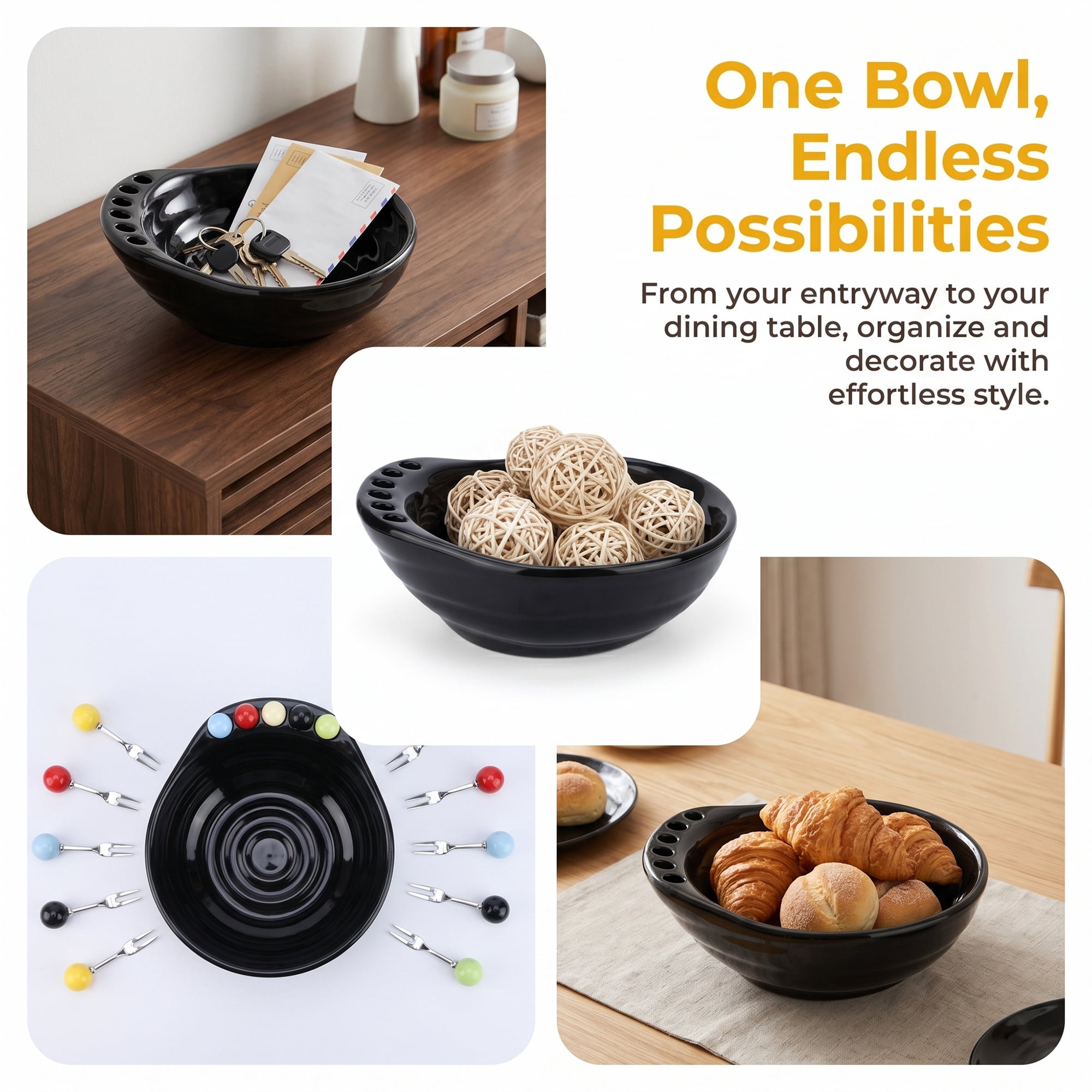 Unique Bargains Modern Irregular Shaped Pedestal Fruit Bowl Black 9.1" x 9.1" x 4.5"