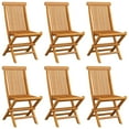 thumbnail image 3 of vidaXL Garden Chairs with Green Cushions 6 pcs Solid Teak Wood, 3 of 12
