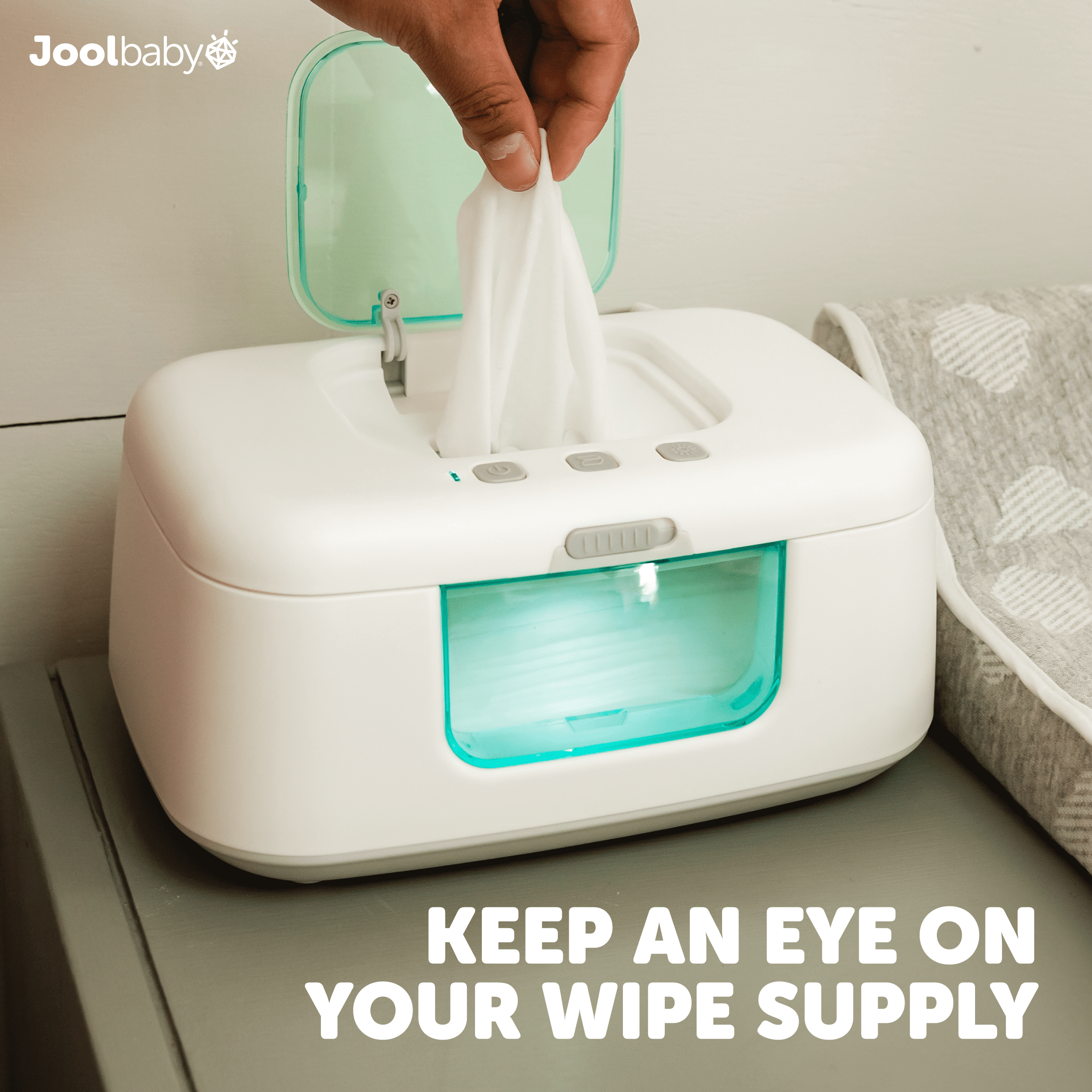 Baby Wipe Warmer & Dispenser with LED Changing Light & On/Off Switch by Jool Baby