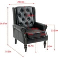 thumbnail image 3 of Tabaray Faux Leather Accent Chair, Modern Living Room Chairs, Button Tufted Wingback Armchair with Wood Legs, Upholstered Bedroom Chair with Rivet Decoration, Leisure Reading Chair, Black, 3 of 7