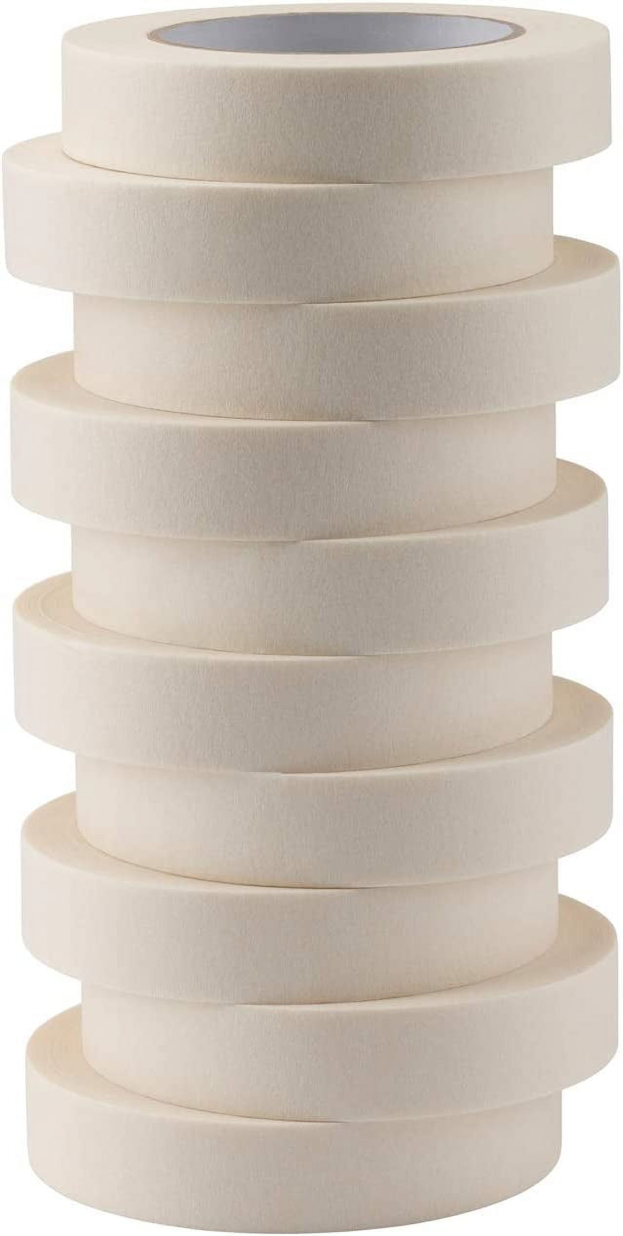 Masking Tape 1 inch, 10 Pack General Purpose Masking Tape Bulk Multipack for Basic Use, 1 inch x 55 Yards x 10 Rolls (550 Total Yards) White,Beige