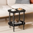 thumbnail image 6 of Gijjgole End Table, Marble Texture Modern Side Table with 2 Tier Open Shelf, Small Table Bed Side Tables Bedroom for Small Spaces, Living Room and Office (Black), 6 of 7