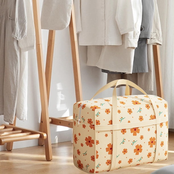 Bolsa de almacenamiento grande con asa y cremallera | Bolsas de viaje y mudanza para ropa, edredones y almohadas | Organizador de tela plegable para el hogar, la residencia estudiantil y el camping