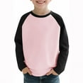 thumbnail image 6 of HAOTAGS Big Girls Boys Raglan Sleeve T-shirts, Color Block Round Neck Undershirts Casual Pullover Top Pink 4 Years, 6 of 9