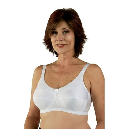 

Classique Post Mastectomy Nylon Comfort Knit Bra with Lace 38A White
