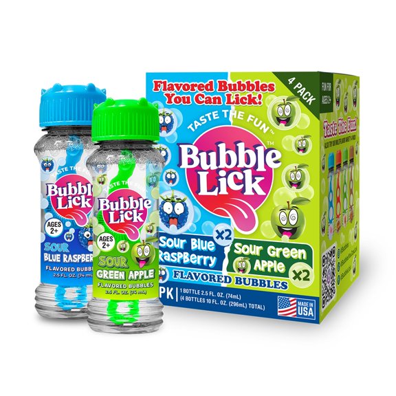 Paquete variado BubbleLick Sour de Lickable Bubbles, 75 ml, paquete de 4