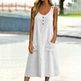 thumbnail image 6 of Tqcoqu Midi Dresses for Women,Sleeveless Crewneck Front Button down Summer Dress with Pockets,Casual Beach Vacation Sundresses 2026,White Women's S-XXL, 6 of 8