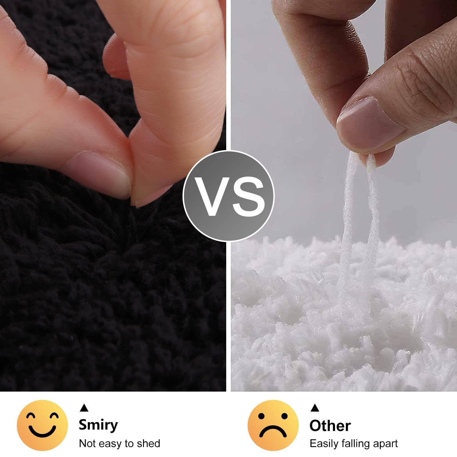 Smiry Luxury Microfiber Bathroom Rug Mat 20"x30" Soft Absorbent Bath Rug Non-Slip Plush Shaggy Bath Carpet,Black