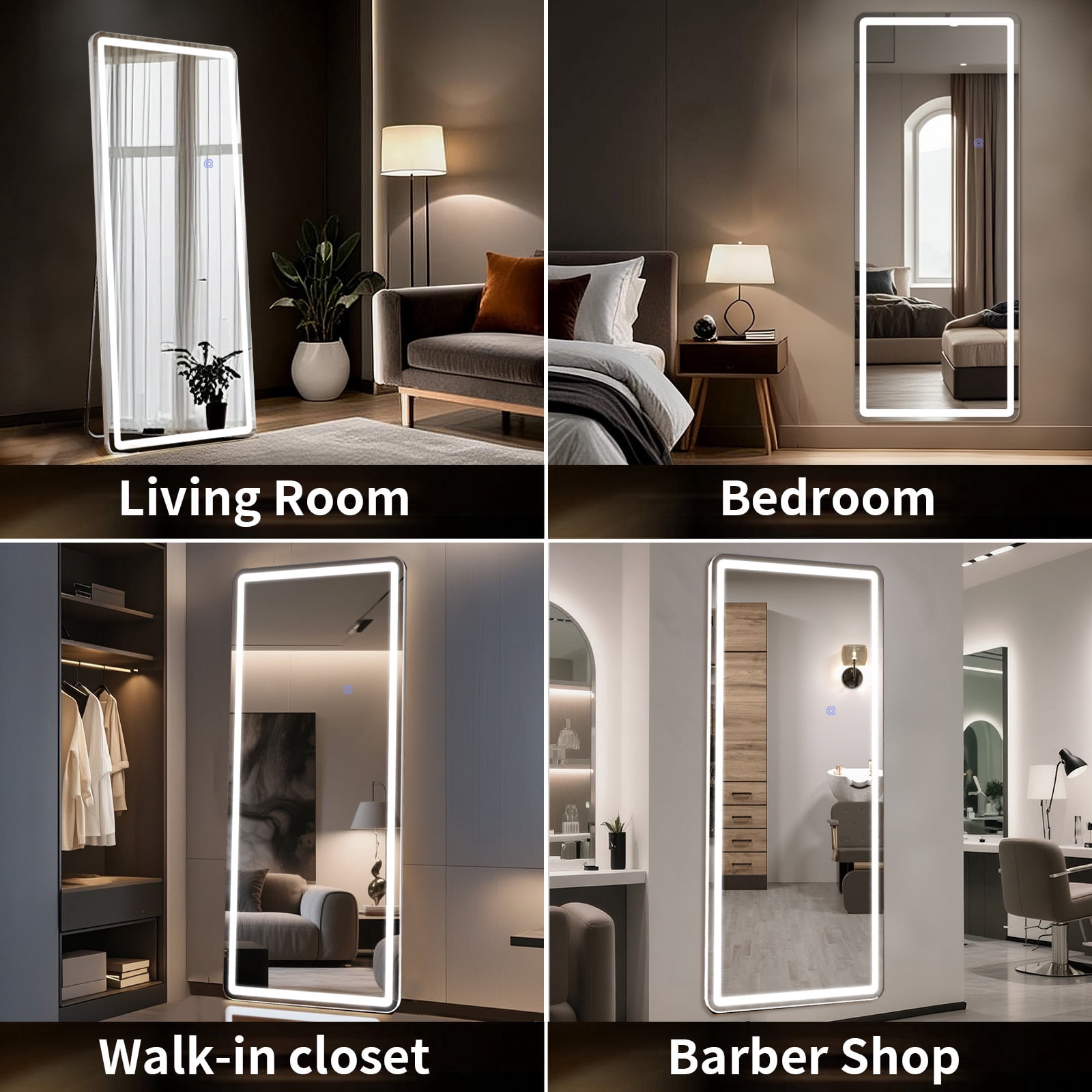 SHATTERVIEW 60"x16" Full Length Mirror with Lights LED Floor Mirror
