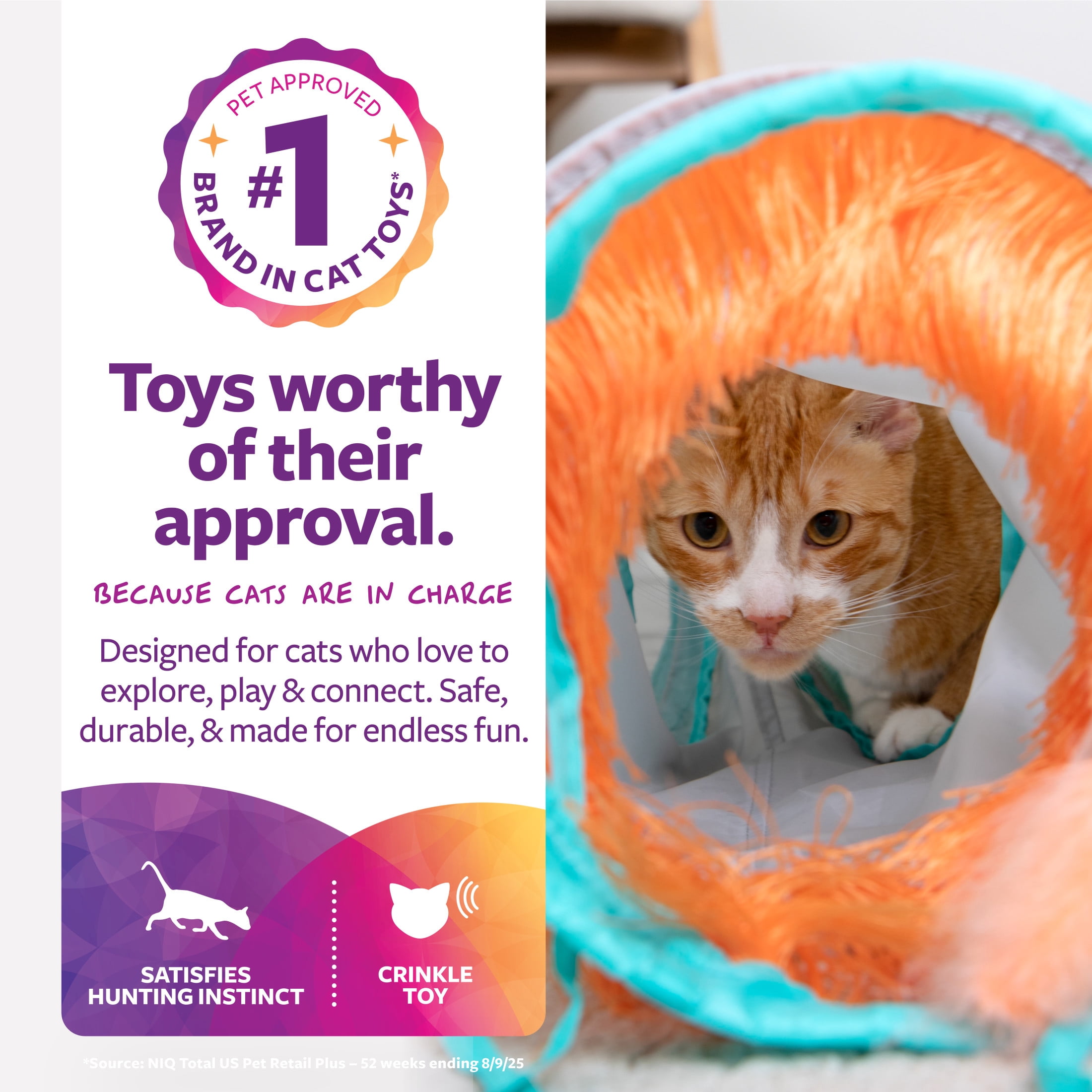 SmartyKat, Triple Tunnel Cat Toy, Fringe Frenzy, with Feathers