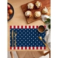 thumbnail image 5 of Independence Day American Flag Placemats Set of 6, White Star Red Stripes Placemats for Dining Table, Place Mats for Kitchen Tabletop, Waterproof Wipeable Dining Table Mats Set, 5 of 9