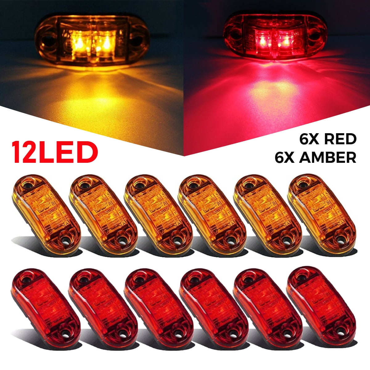 2 RED LED Lights 1.2" x 2.5" Surface Mount Clearance Marker trailer USA MADE 