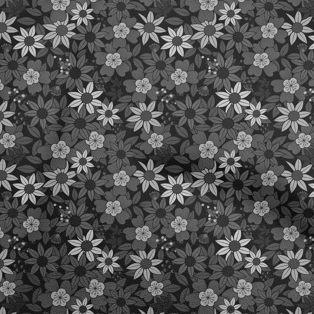 oneOone Polyester Spandex Gris Tissu Floral Rétro Robe Tissu Tissu Imprimé par la Cour 56 Pouces de Large