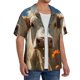 thumbnail image 2 of Balery Daisy Meadow Cow Camisa Casual de Manga Corta con Botones para Hombre, Texturizada, Estilo Cubano, para Playa, Verano-Large, 2 of 5