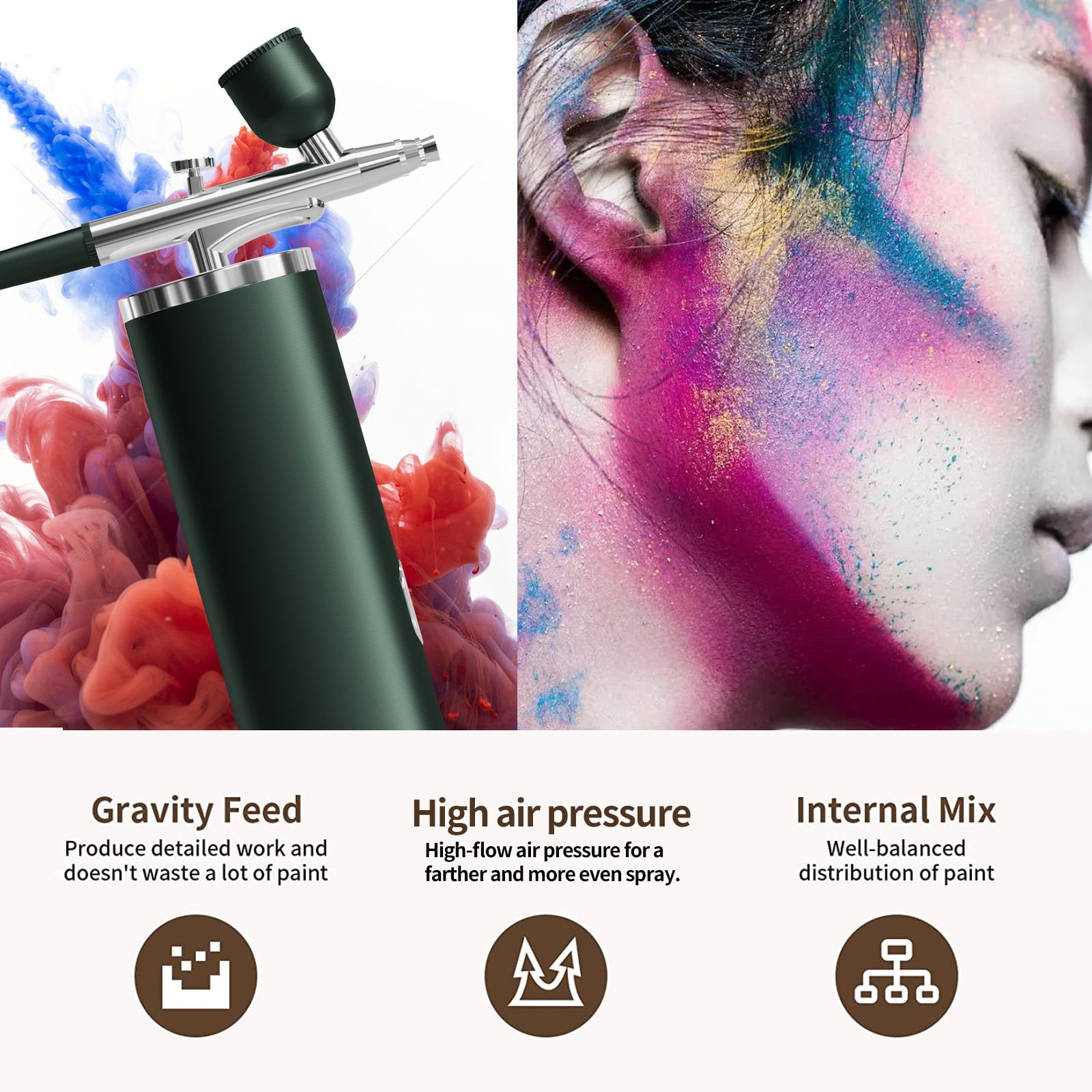 Handheld Face Moisturizer Air brush Set with Compressor USB Rechargeable Cordless Air Brush For Dry Skin Hydrations