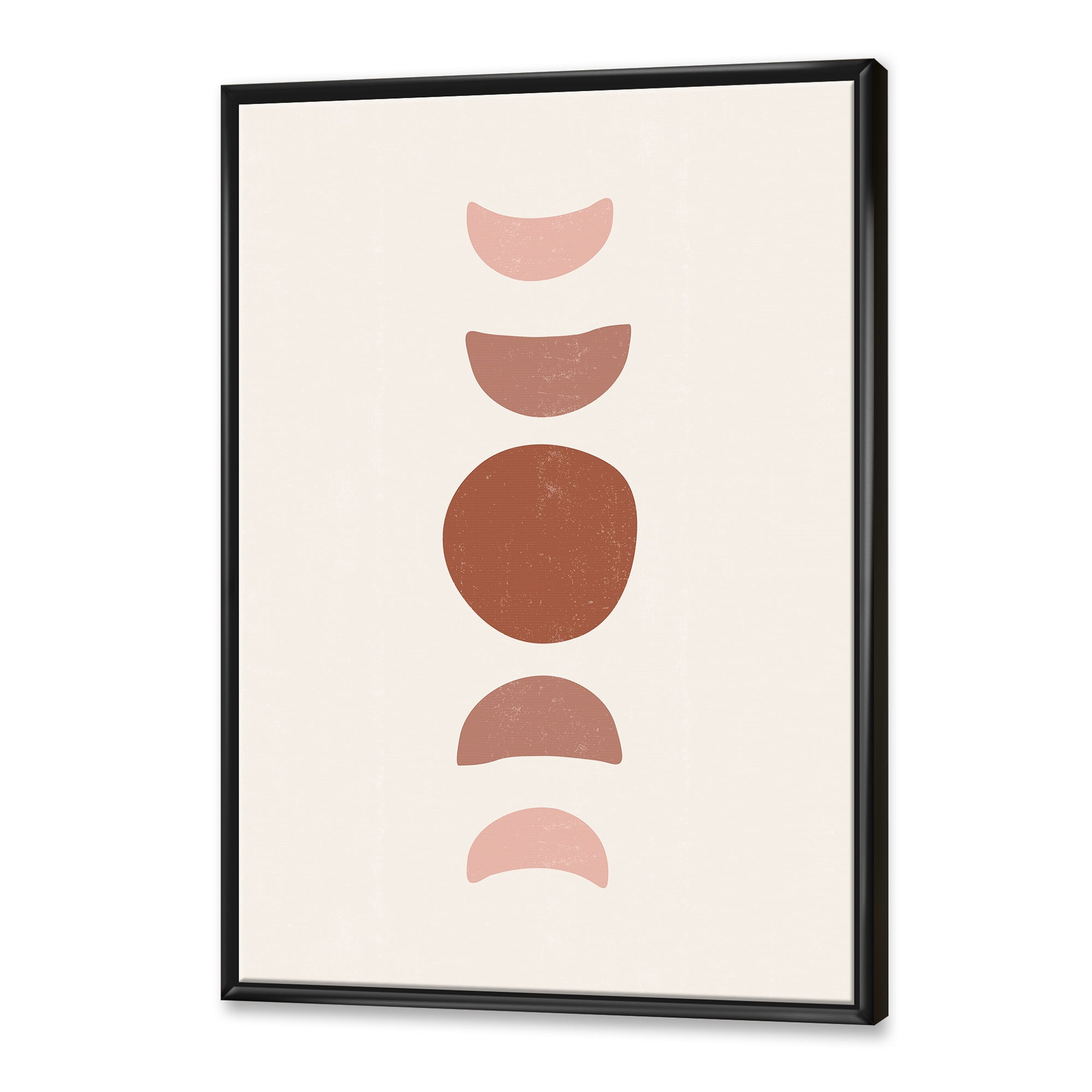 Designart 'Minimal Moon Phases On White' Modern Framed Canvas Wall Art Print