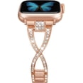 thumbnail image 3 of Correas para Apple Watch de 38 mm, 40 mm y 41 mm para mujer, serie 9, 8, 7, 6, 5, 4 SE, correa de metal brillante, elegante y bonita, correa de oro rosa, 3 of 5